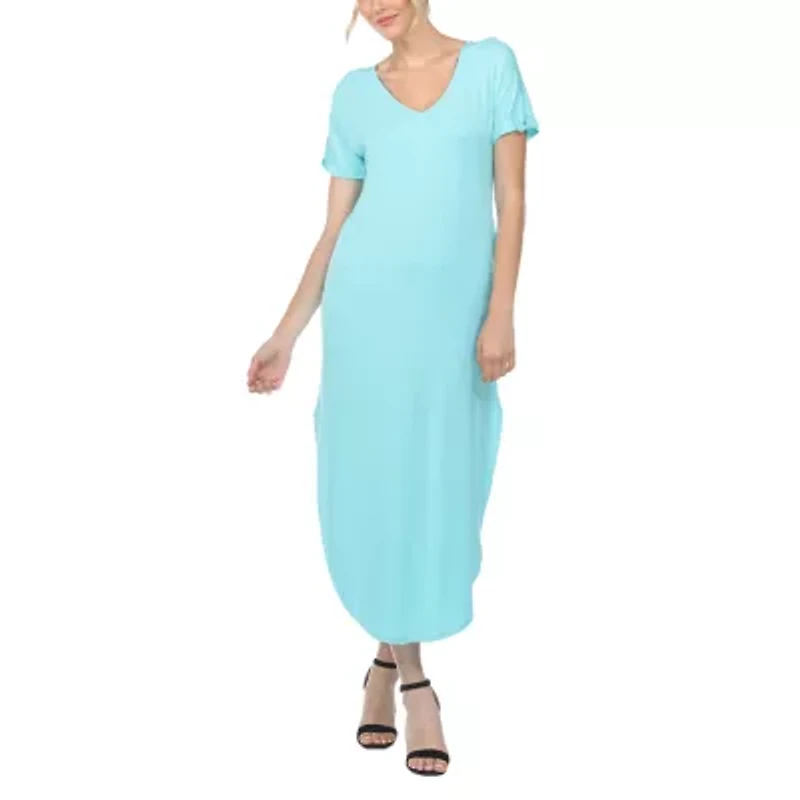 White Mark Womens Short Sleeve Maxi Dress