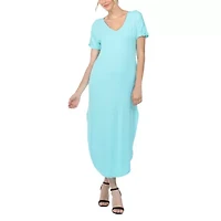 White Mark Womens Short Sleeve Maxi Dress