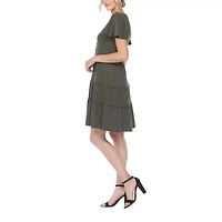 White Mark Womens Short Sleeve Sundress