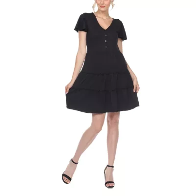 White Mark Womens Short Sleeve Sundress