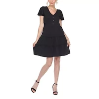 White Mark Womens Short Sleeve Sundress