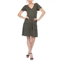 White Mark Womens Short Sleeve Sundress