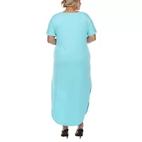 White Mark Womens Plus Short Sleeve Midi Maxi Dress