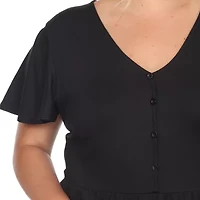 White Mark Womens Plus Short Sleeve Sundress