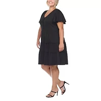 White Mark Womens Plus Short Sleeve Sundress