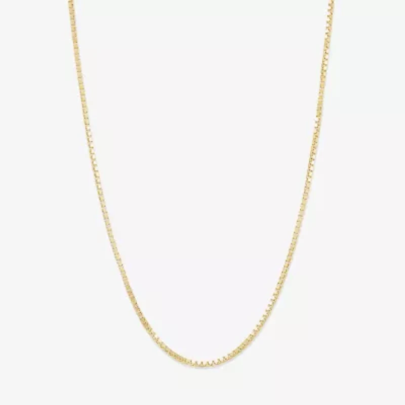 Adjustable Womens 14K Gold 20 Inch Box Chain Necklace