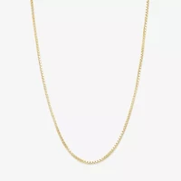 Adjustable Womens 14K Gold 20 Inch Box Chain Necklace