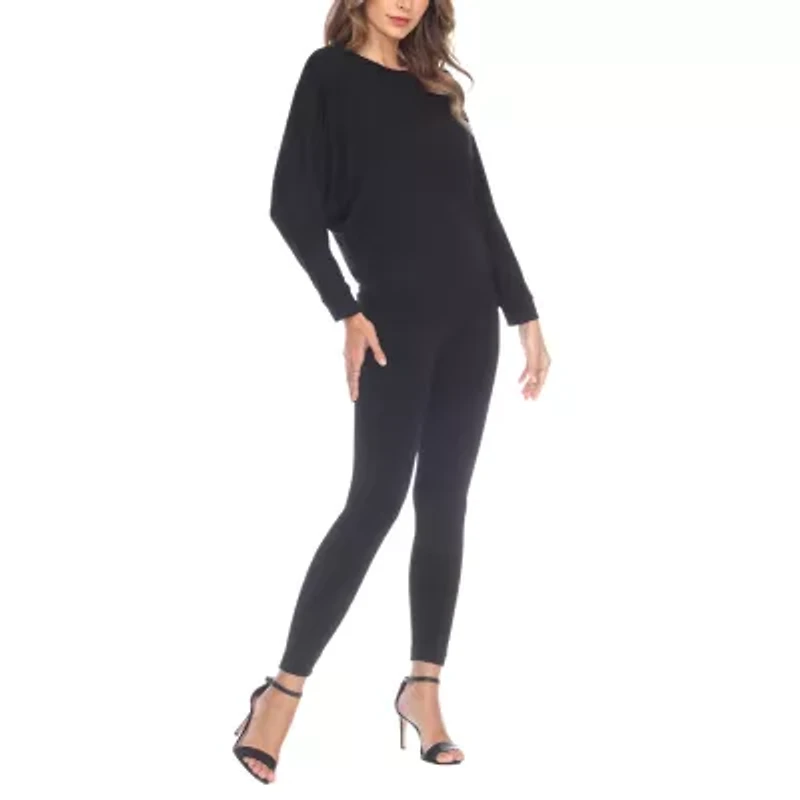 White Mark Womens Boat Neck Long Sleeve Tunic Top