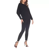 White Mark Womens Boat Neck Long Sleeve Tunic Top