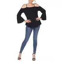 White Mark Womens Square Neck Long Sleeve Tunic Top