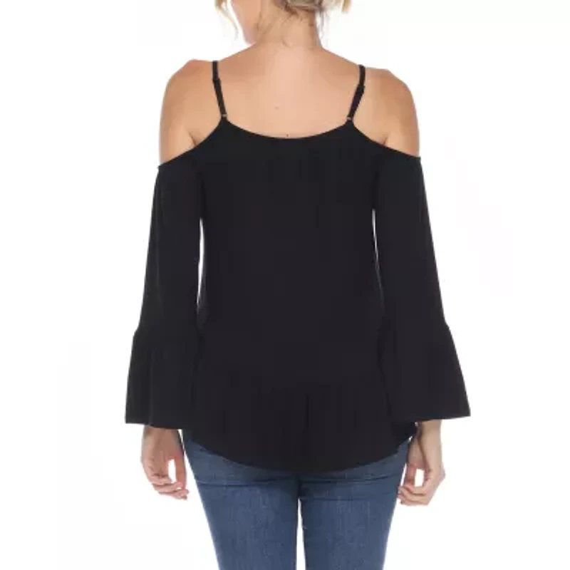 White Mark Womens Square Neck Long Sleeve Tunic Top