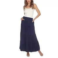 White Mark Womens Mid Rise Long Full Skirt