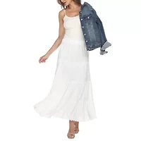 White Mark Womens Mid Rise Long Full Skirt