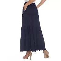 White Mark Womens Mid Rise Long Full Skirt