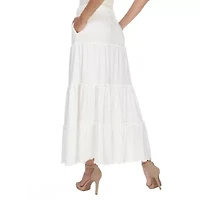 White Mark Womens Mid Rise Long Full Skirt