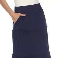 White Mark Womens Mid Rise Long Full Skirt