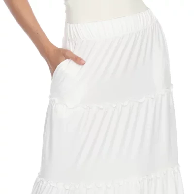 White Mark Womens Mid Rise Long Full Skirt