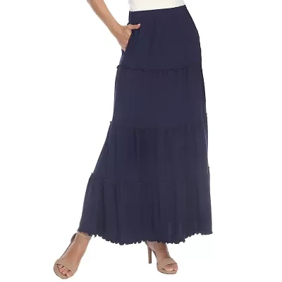 White Mark Womens Mid Rise Long Full Skirt