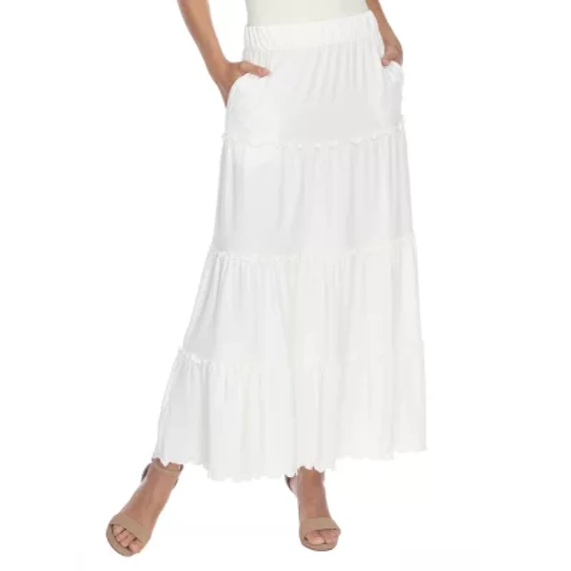White Mark Womens Mid Rise Long Full Skirt