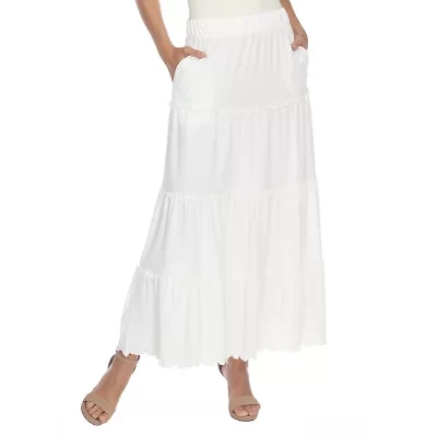 White Mark Womens Mid Rise Long Full Skirt