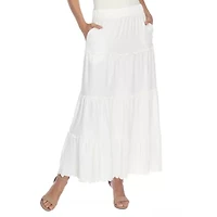 White Mark Womens Mid Rise Long Full Skirt