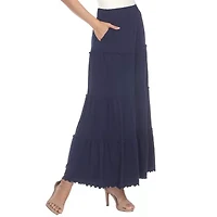 White Mark Womens Mid Rise Long Full Skirt