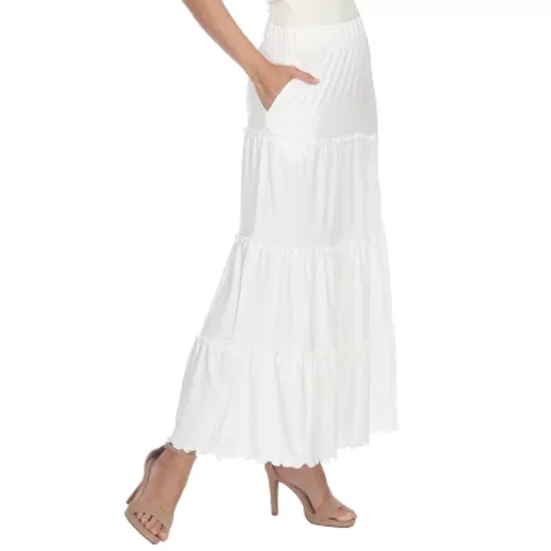 White Mark Womens Mid Rise Long Full Skirt