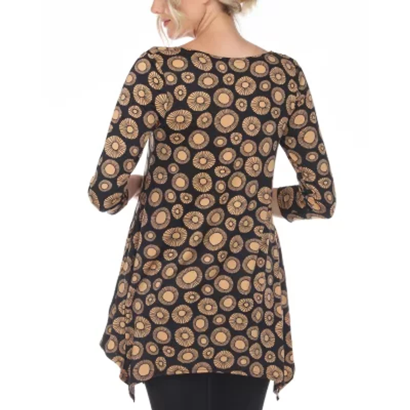White Mark Womens Round Neck 3/4 Sleeve Blouse