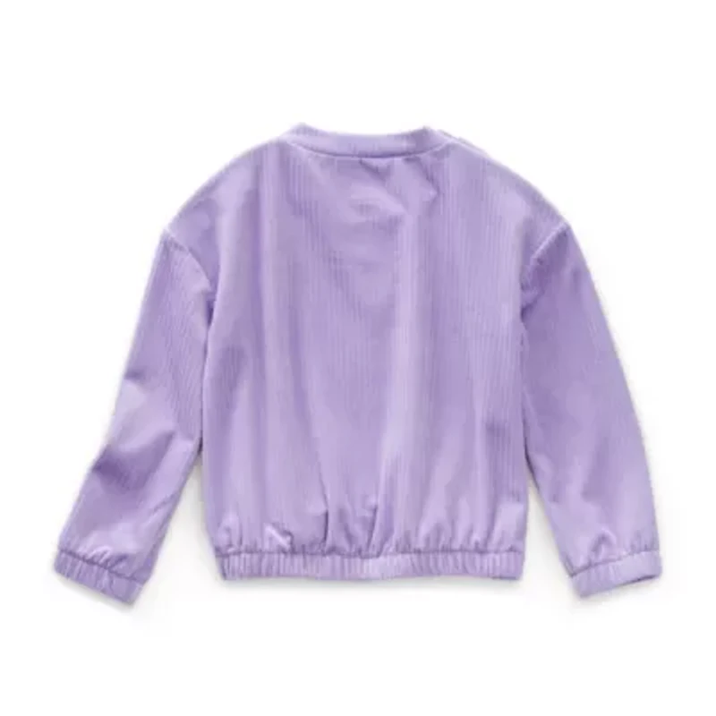 Thereabouts Little & Big Kid Girls Easy-on + Easy-off Round Neck Adaptive Long Sleeve Sweatshirt