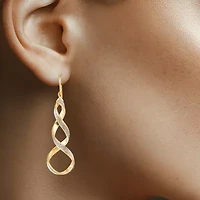 14K Yellow Gold Twisted Glitter Drop Earrings