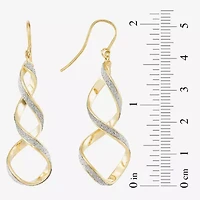 14K Yellow Gold Twisted Glitter Drop Earrings