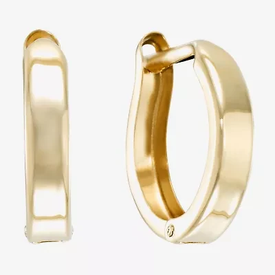 14K Yellow Gold 12.35mm Hinged Square-Edge Hoop Earrings