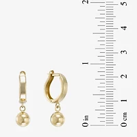 14K Yellow Gold 22.4mm Hinged Hoop w/Ball Drop Earrings