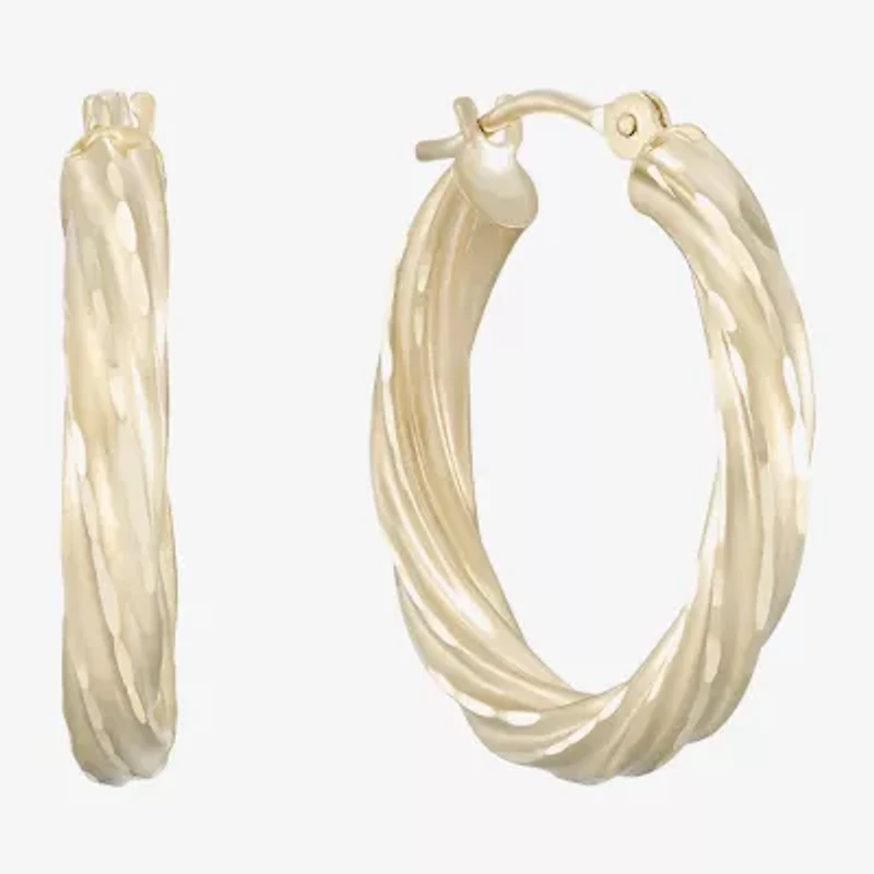 Diamond-Cut 14K Yellow Gold 15mm Twisted Hoop Earrings