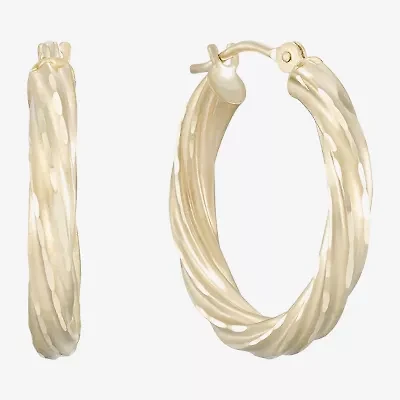 Diamond-Cut 14K Yellow Gold 15mm Twisted Hoop Earrings