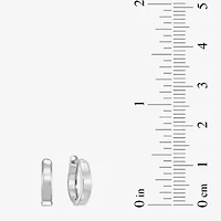14K White Gold 12.35mm Hinged Square-Edge Hoop Earrings