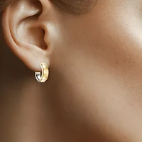 Womens 18K Two Tone Gold 14.2mm Hoop Earrings