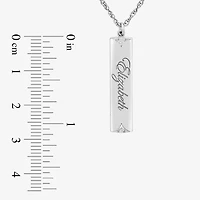 Personalized Name Womens Diamond Accent Natural White 10K Gold Bar 18 Inch Necklace