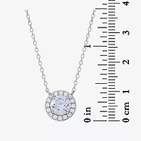 Womens /3 CT. T.W. White Zirconia Sterling Silver Round 18 Inch Pendant Necklace