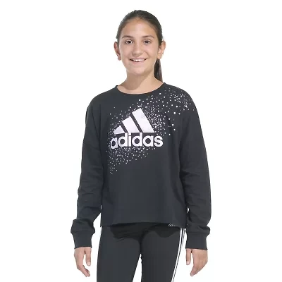 adidas Big Kid Girls Crew Neck Long Sleeve Regular Fit Graphic T-Shirt