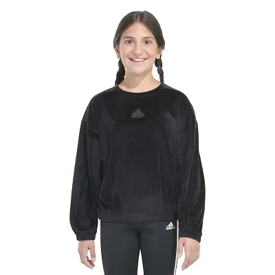 adidas Big Kid Girls Crew Neck Embroidered Long Sleeve Sweatshirt