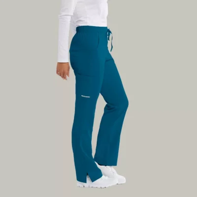 Skechers Sk201 Reliance 3-Pocket Mid-Rise Straight Leg Womens Petite Tag Free Stretch Fabric Moisture Wicking Scrub Pant