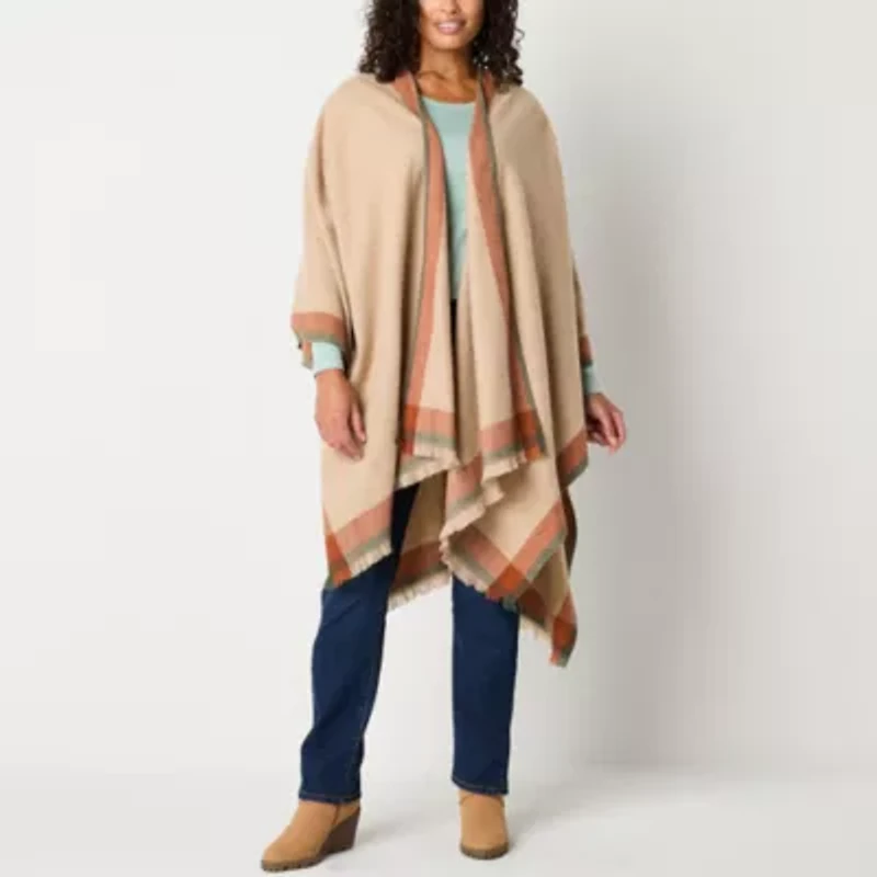 Liz Claiborne Plaid Wrap With Border Wrap