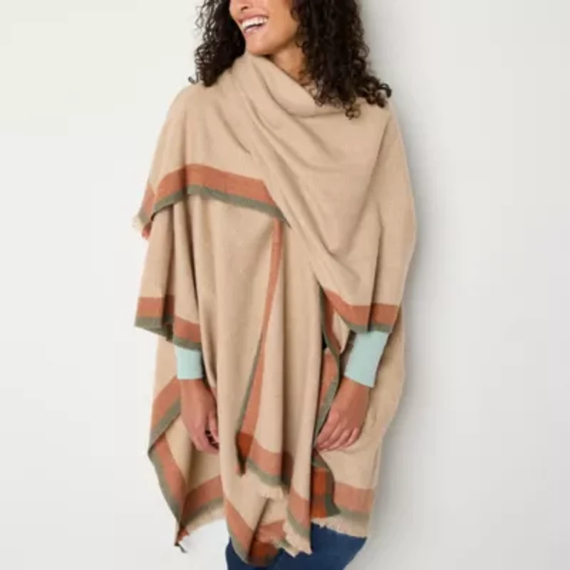Liz Claiborne Plaid Wrap With Border Wrap