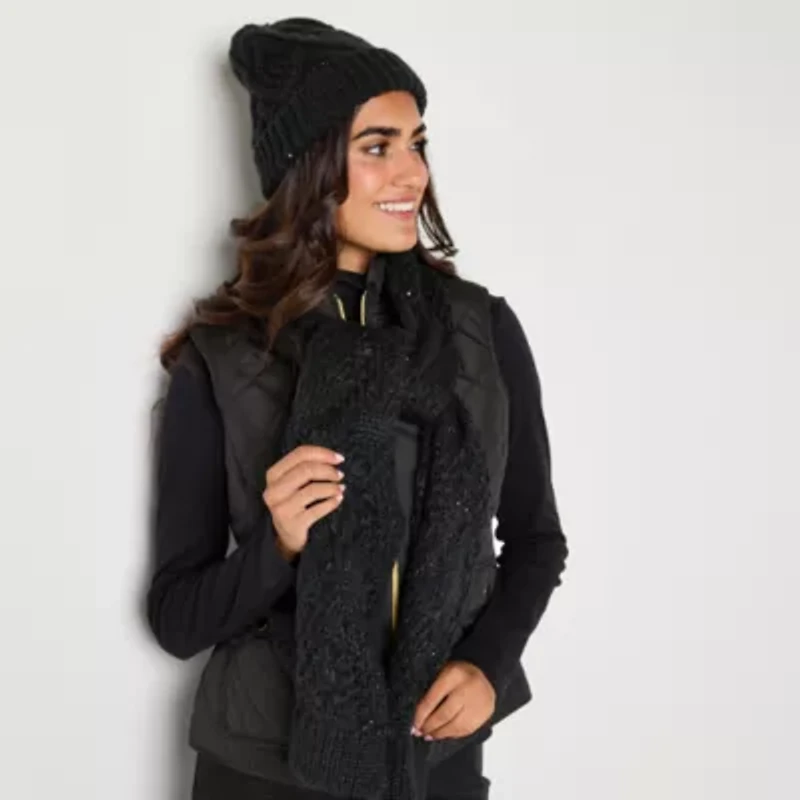 Mixit Diamond Cable Beanie Scarf With Beanie 2-pc. Cold Weather Set