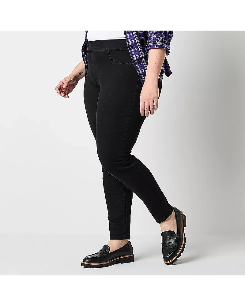 St. John's Bay Pull On Womens Plus Mid Rise Jegging Jean