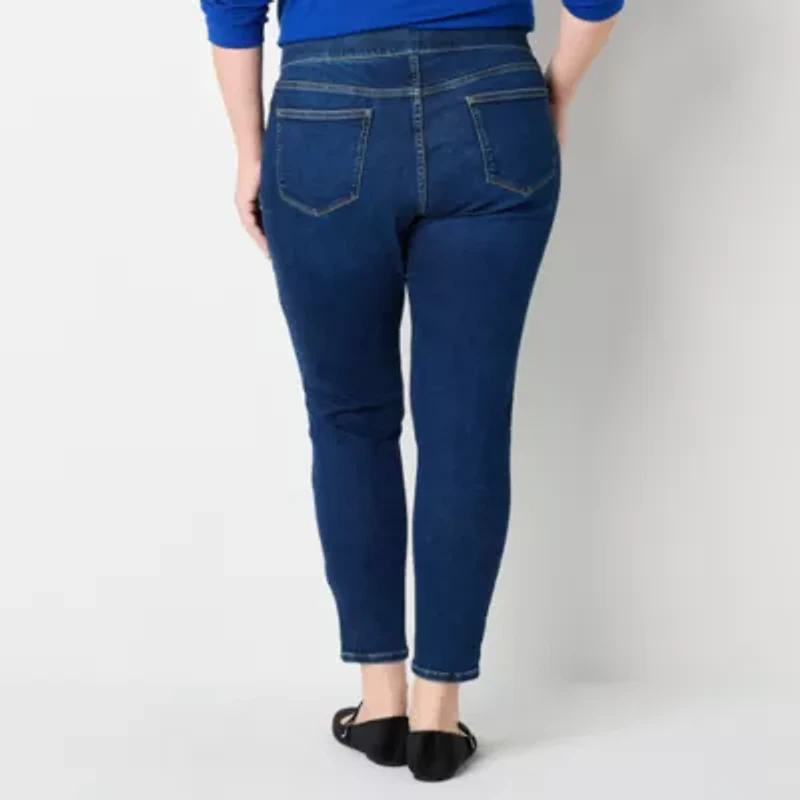 St. John's Bay Pull On Womens Plus Mid Rise Jegging Jean