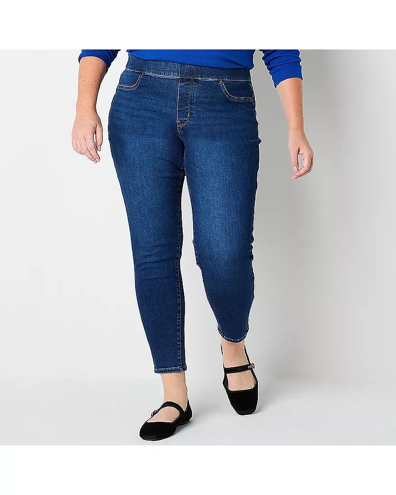 St. John's Bay Pull On Womens Plus Mid Rise Jegging Jean