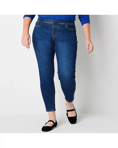 St. John's Bay Pull On Womens Plus Mid Rise Jegging Jean