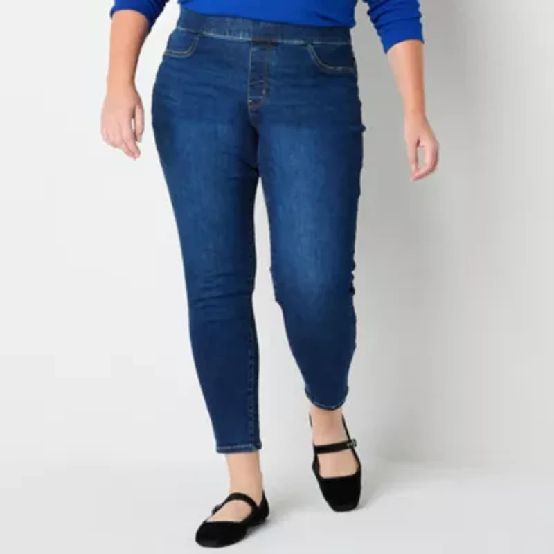 St. John's Bay Pull On Womens Plus Mid Rise Jegging Jean